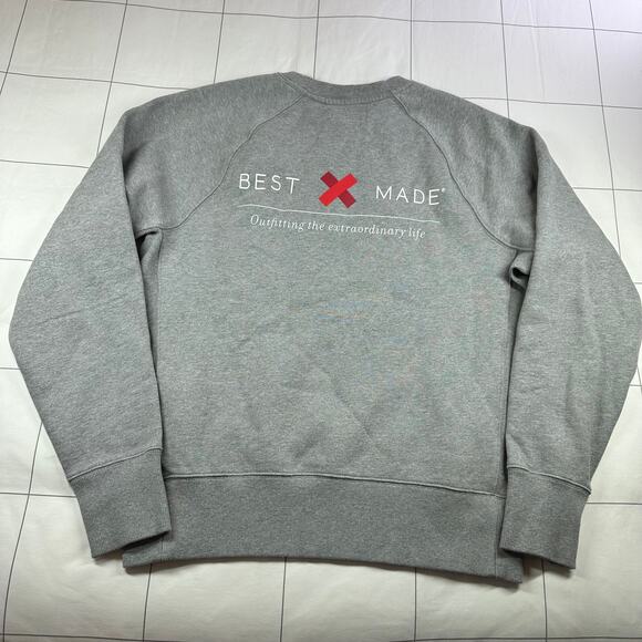 Best Made Co Sweatshirt Mens Large Heather Gray Supima Sweat Logo Crew Neck - Picture 3 of 10